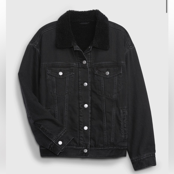 NWOT Oversized Icon Denim Sherpa Jacket with Washwell - Picture 5 of 5